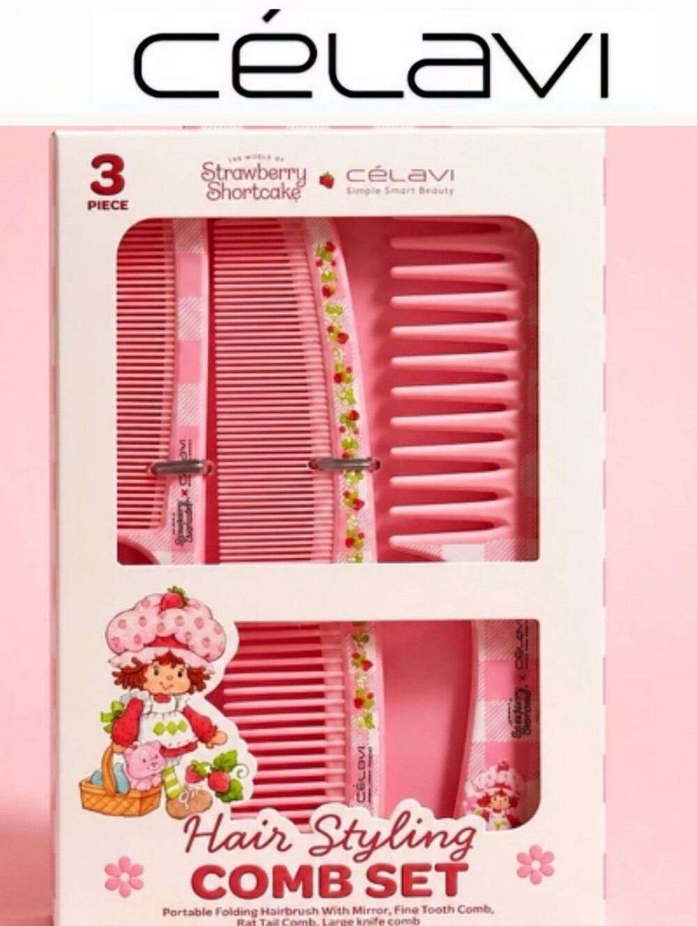 Celavi X Strawberry Shortcake Hair Styling Comb Set